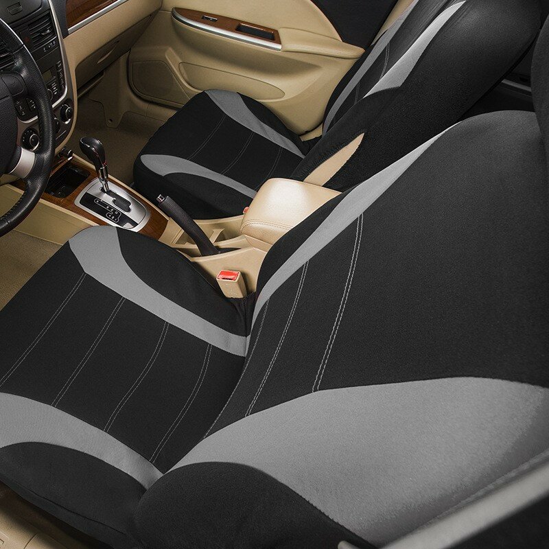 Universal Car Seat Cover 5 Seat Sports Polyester Car Covers Full Set Plain Fabric Bicolor Stylish Car Accessories
