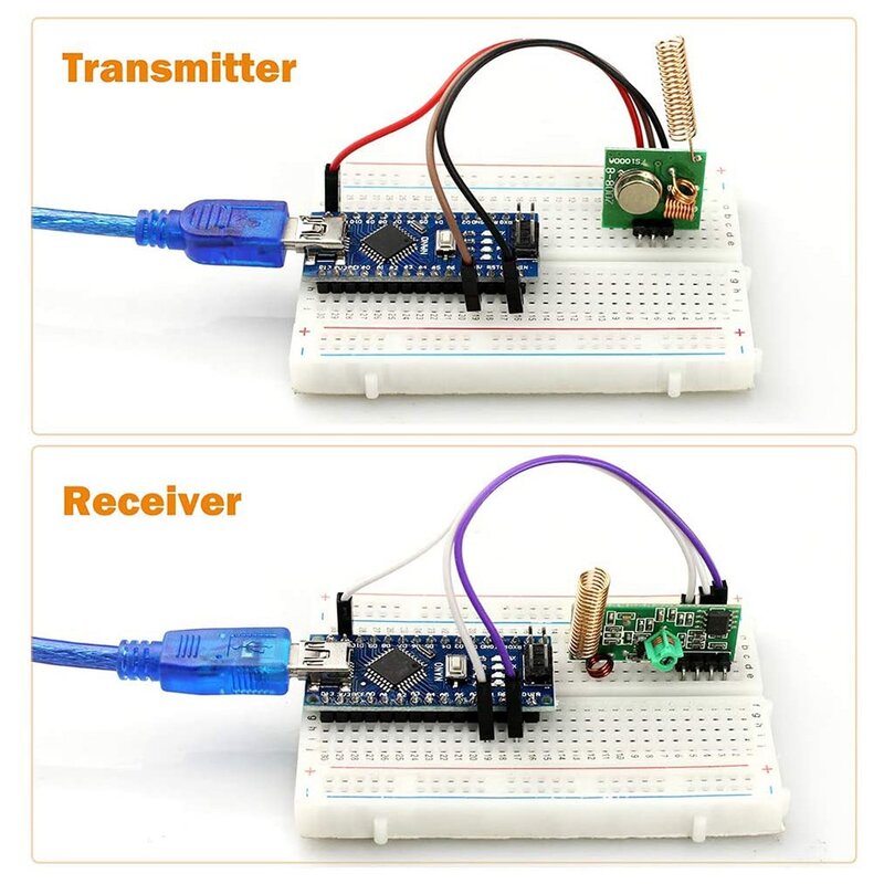 3 433 MHz Radio Transmitter and Receiver Module + 433 MHz Antenna Helical Spiral Spring Remote Control