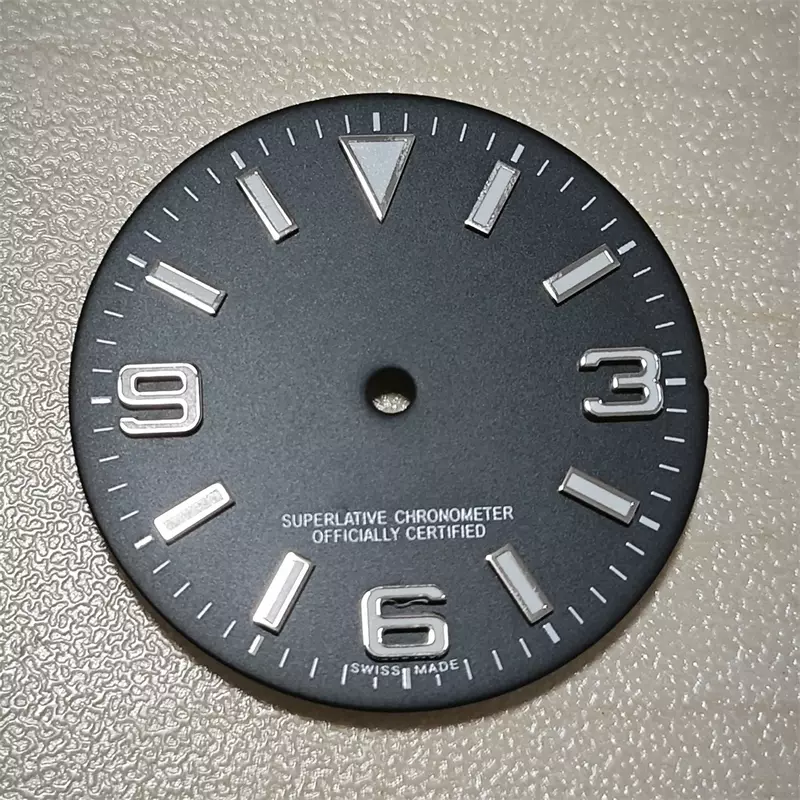 Esfera de reloj para hombre, accesorio de 369mm, azul, luminoso, modificado, 28,5, clavo R, compatible con movimiento NH35/NH36/4R/7S, 369