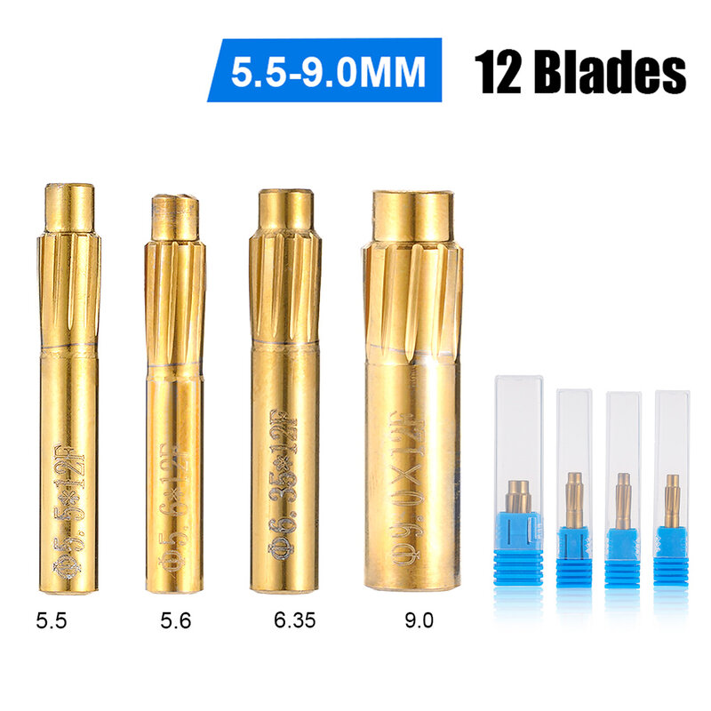 12 cuchillas de broca de 5,5-9,0mm, herramienta de botón, máquina helicoidal de 5,5mm, 5,6mm, 6,35mm y 9,0mm