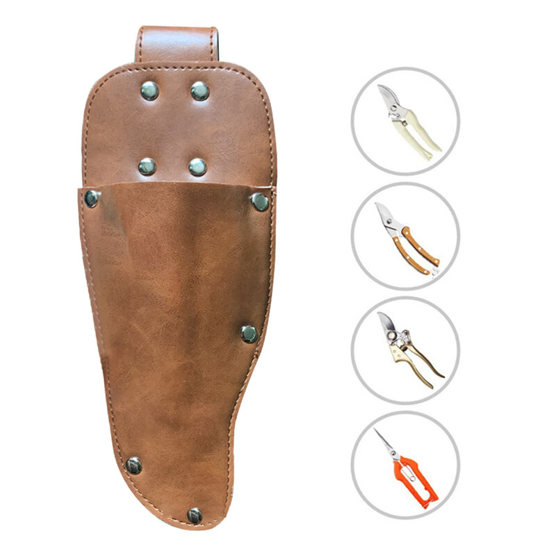 Leather Pruner Shears Sheath Premium PU Leather Protective Case Cover Belt Pouch Sheath Holder Bag Hanging Waist Tool
