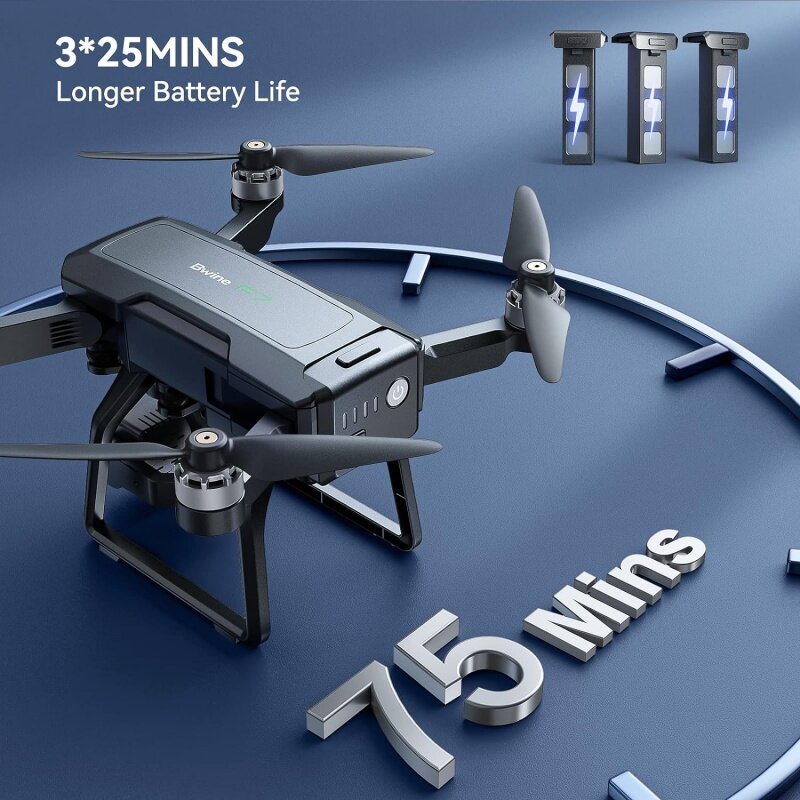 Bwine-Drones F7 GPS con cámara para adultos, visión nocturna 4K, cardán 3 Aix, largo alcance de 2 millas, 75 minutos de tiempo de vuelo, Dron profesional