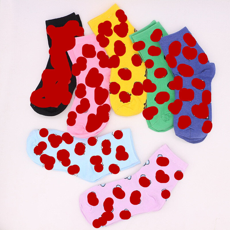 BBSTS21 calcetines de algodón puro con dibujos animados, medias deportivas informales, calcetines de algodón con patrón de animales de color caramelo