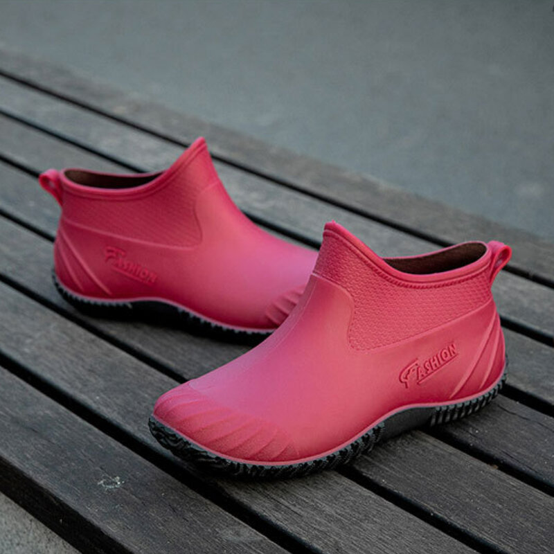 Botas De Lluvia impermeables para Mujer, zapatos De goma para el tobillo, calzado De trabajo para el jardín, Calzado cómodo para el Agua
