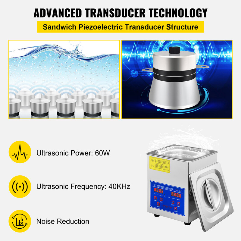 Urządzenia domowe ultradźwiękowy VEVOR 1.3L 2L 3L 6L 10L 15L 22L 30L ultradźwiękowy zmywacz przenośna pralka