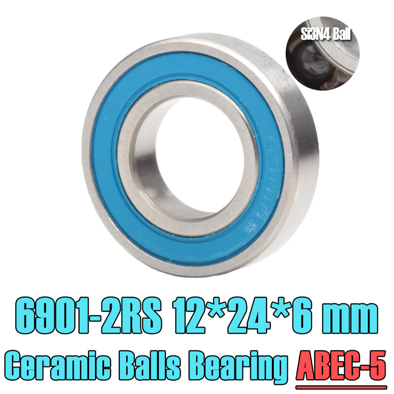 6901RS Hybride Keramische Lagers 12*24*6 Mm ABEC-5 ( 1 Pc) fiets Bottom Brackets Onderdelen 6901 Rs 2RS Si3N4 Kogellagers 6901-2RS