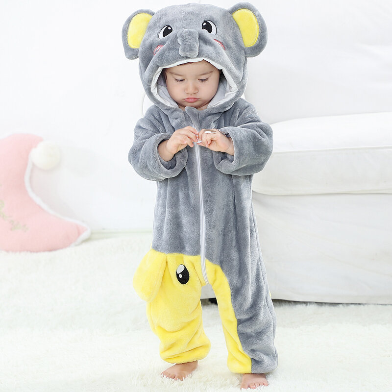 Macacão de flanela de peça única para bebê Cosplay animal do Dia das Bruxas Trajes de Palco Performance, Pijamas com capuz infantil, pijama para bebê