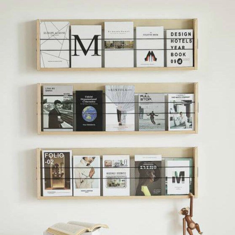 Wooden Wall Magazine Racks Shelves Storage Display Corner Bookcase Sideboards Bookends Libreria Scaffale Minimalist Furniture