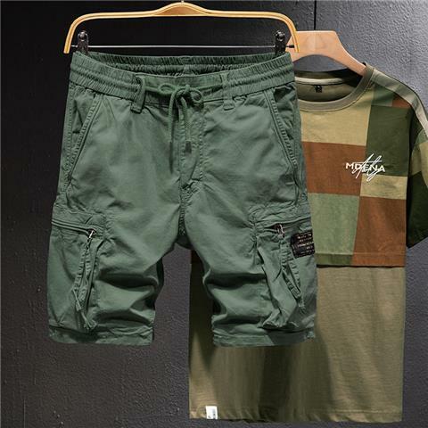 2023 Plus Size Summer Pants Cargo Shorts Men Breathable Cool Knee-Length Short Sweatpants Straight Loose Casual Trousers U96