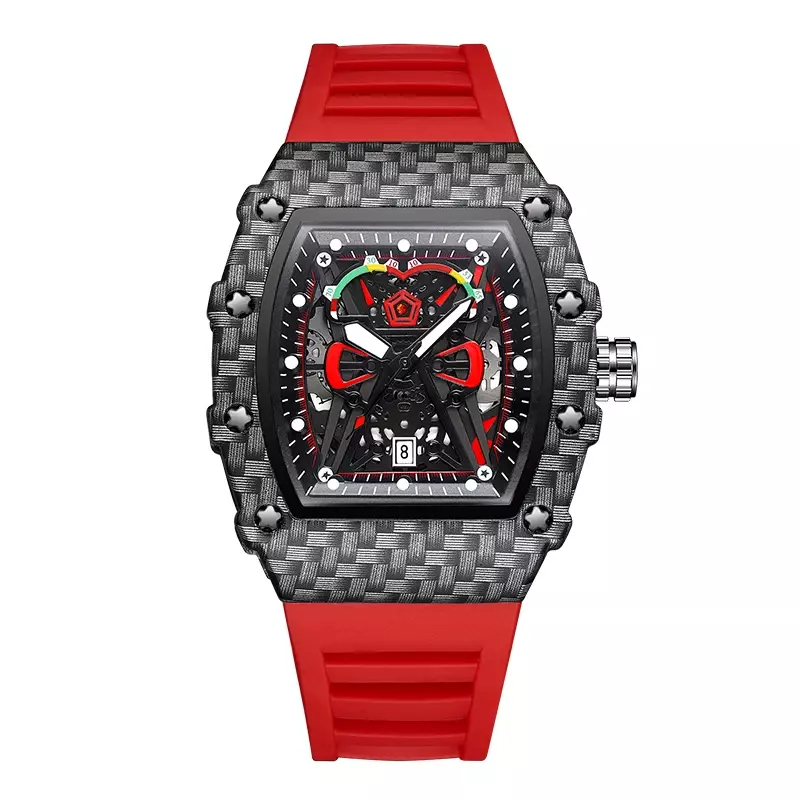 Reloj deportivo de cuarzo para hombre, pulsera de goma roja de alta calidad, a la moda, ideal para regalo, envío directo de fábrica