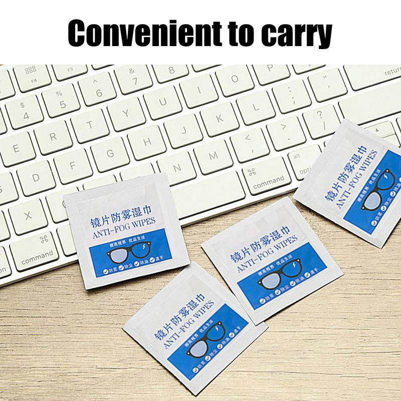 Lens Cleaning Pads 50pcs Glasses All-Day Anti-Fog Cleaning Wipes Non-Woven Soft Eyeglass Care Wipes For Camera Car Rearview