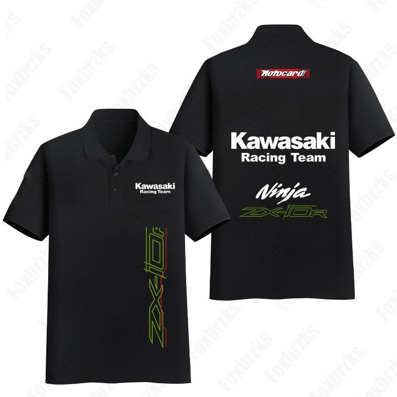 New All-match Kawasakis Motorcycle Short-sleeved Polo Shirt For Men And Women Racing Fans T-shirt Cycling Short sleeved Clothes