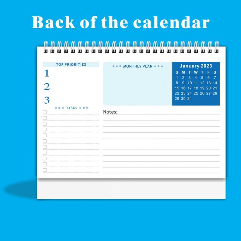 Forniture per ufficio con stampa inglese durevole 2023 calendario mensile da tavolo in piedi Mini calendario di squisita fattura per ufficio