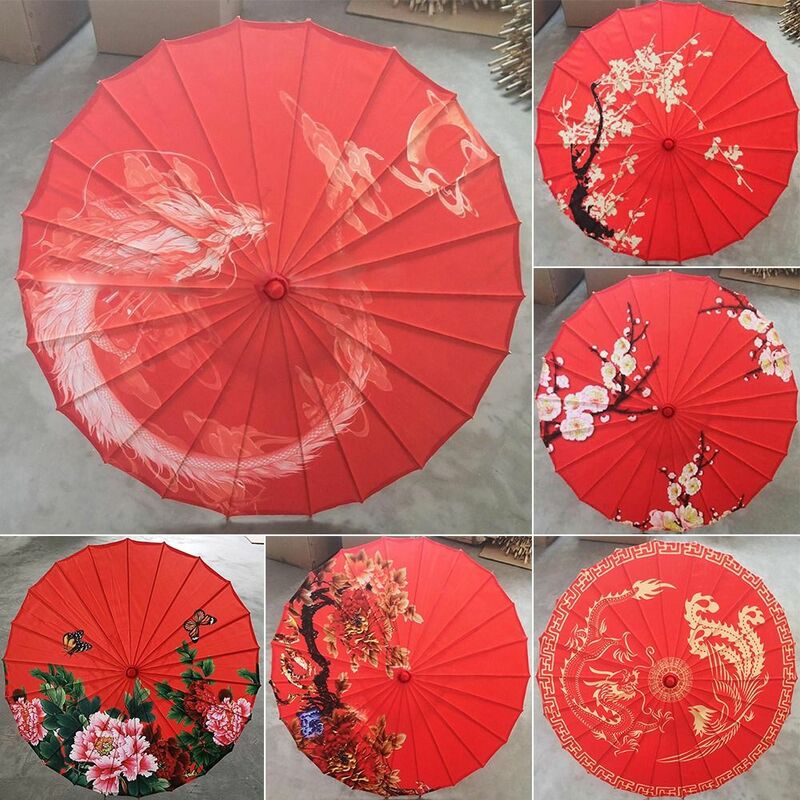 10 Colors Oiled Paper Umbrella Chinese Antique Style Bridesmaids Party Scenery Women Decorative Umbrella Dance Performance