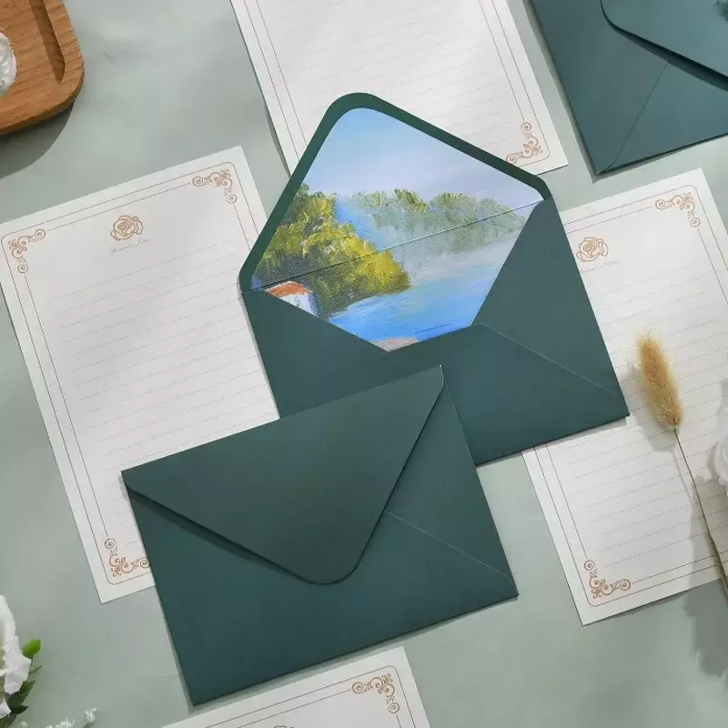 빈티지 클래식 고급 유화 및 식물 예술 봉투, 결혼식 초대장용 봉투, 17.5x12.5cm, 50 개/로트