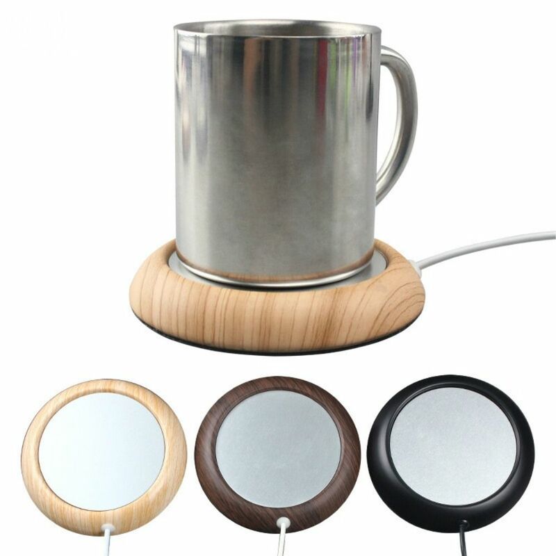 USB Cup Warmer Coaster New Wood Grain Warmer Coffee Mug Pad Milk Tea Heat Beverage Cup Table Mat