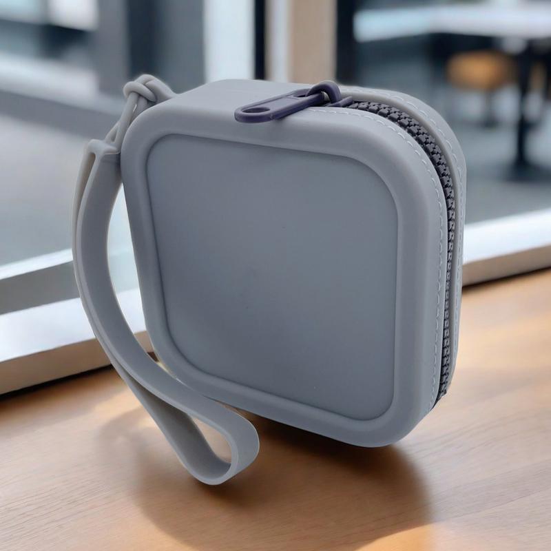 Dompet kunci silikon ritsleting anak-anak dewasa tas Headphone tas penyimpanan Mini silikon tas kunci wanita tas dompet koin silikon persegi
