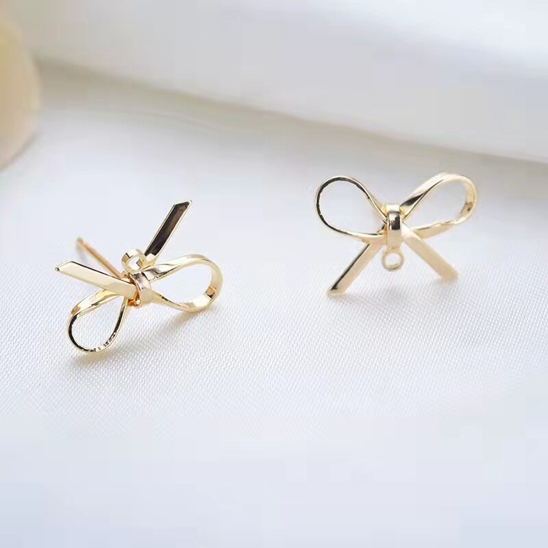 2023 nuovi orecchini Post ipoallergenici gancio coreano orecchini con fiocco placcato oro 18 carati accessori gioielli fai da te che fanno risultati