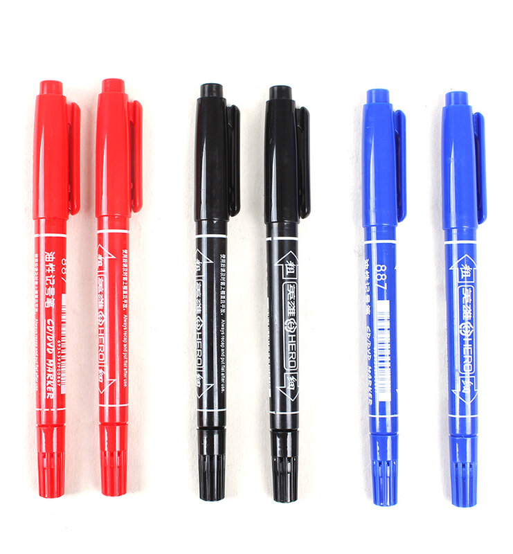 3 pz/set pennarello a doppia punta 0.5/1.0mm pennarello impermeabile nero blu rosso oleoso Manga Art pennarelli cancelleria per ufficio scuola studente