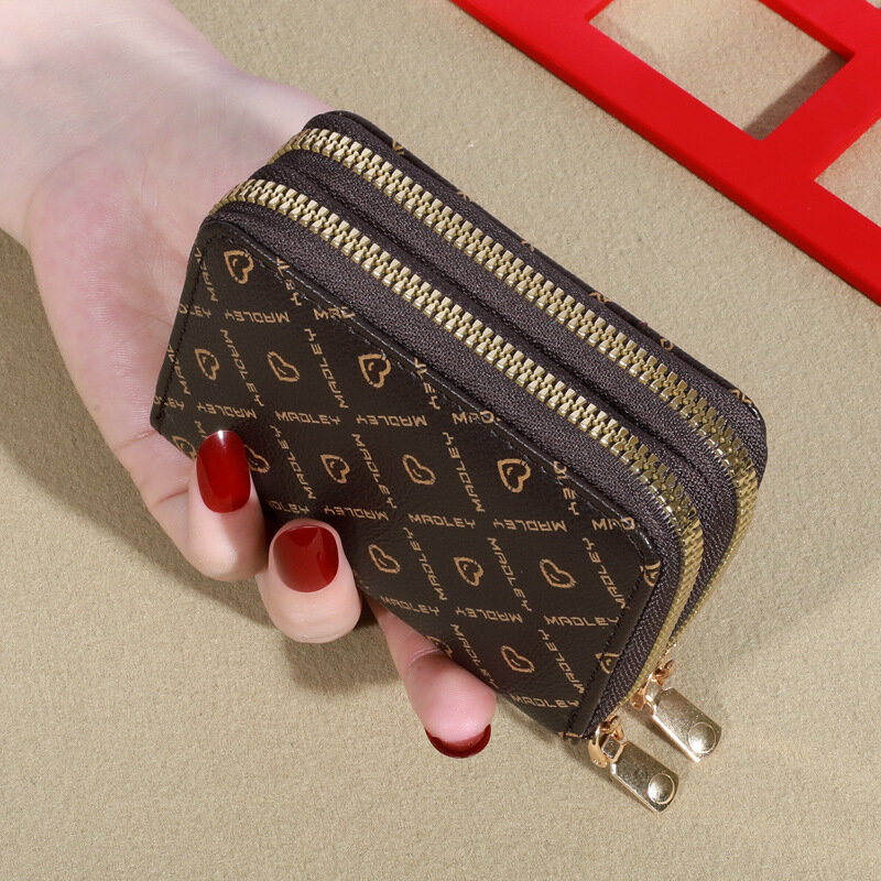 Women's Short Wallets  Double Zipper Purse Card Holder Zipper Money Bag Small Coin Purse for Women Money Bag