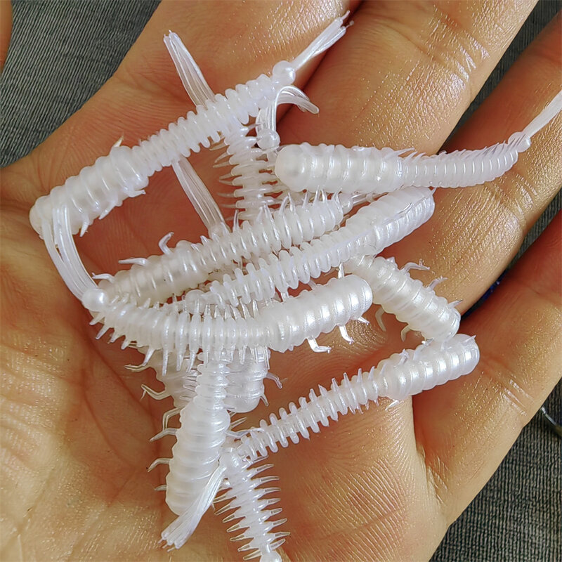MUKUN-SEÑUELOS DE gusano de 10 piezas, Mini señuelo de 45mm 0,4g, cebo de silicona suave, Larva Artificial, cebos de goma, Wobblers, señuelo de pesca de lubina