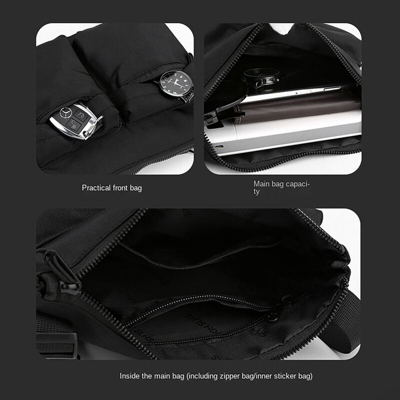 Nylon Men Crossbody Bags Lightweight All-match Multi-layers Messenger Bags Wear-resistant Waterproof Shoulder Bag Student