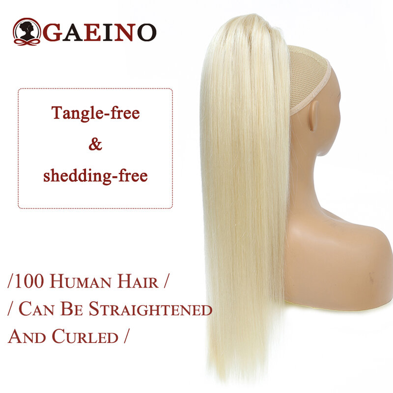 Envolva a extensão do cabelo do rabo de cavalo, cabelo humano, reto, longo, caudas de pônei, grosso