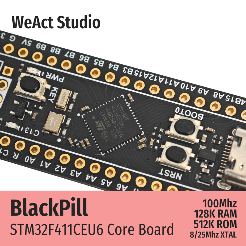 WeAct черная таблетка STM32F411CEU6 STM32F411 STM32F4 STM32, основная плата, обучающая плата, макетная микропипетка