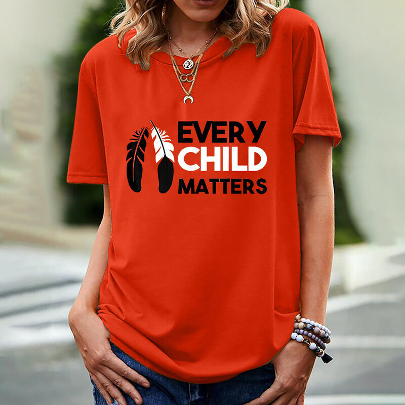 Chaque Enfant Compte Imprimé Femmes T-shirt À Manches Courtes O Cou Lâche Femmes Tshirt Dames T-shirt Tops Vêtements Camisetas Mujer
