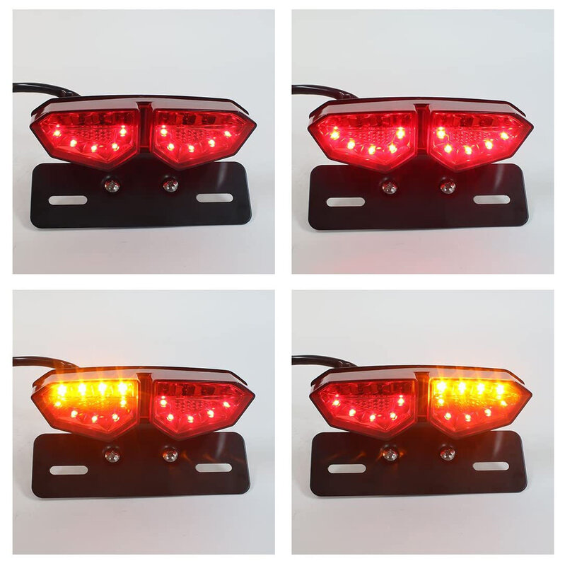 Universal Motorrad LED Bremse Rücklicht Rauch linse mit Rot & Bernstein Licht Nummern schild