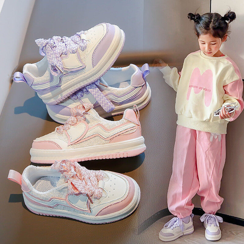 Sapatilhas infantis respiráveis de sola macia, calçados esportivos para meninas, infantis, casuais, moda verão, primavera, tamanho 26-37