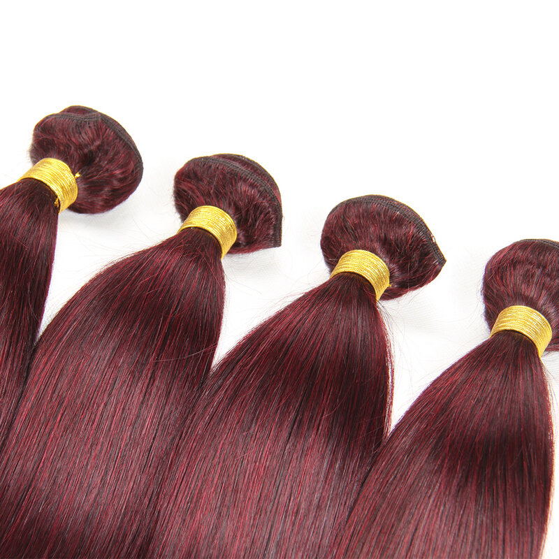 Remy brasileiro natural cabelo vermelho extensões 99j, onda do corpo, única cor, para as mulheres