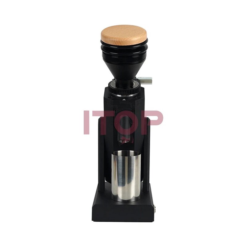ITOP40S-Juego de molinillo de café de molienda fina, ajuste continuo de 40mm, rebaba de titanio, tolva de frijol de Metal, 75g, tapa de madera Samll & Cool