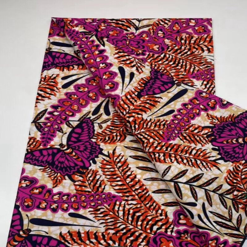 2023 African Wax Fabric Ankara Real Batik Pagne Tissu 6YARDS Nigerian Dubai 100 Cotton Stain For Sew Wedding