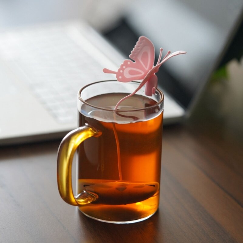 Новинка 2023, чайница в форме бабочки, силиконовый чайный мешок, фильтр, чайная посуда, утечка чая для дома, офисный чайный инфузор, ситечко для заваривания чая