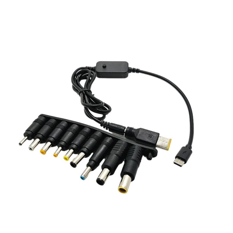 라우터용 변환 헤드 10개가 포함된 조정 가능한 전압 USB C toDC 전원 코드