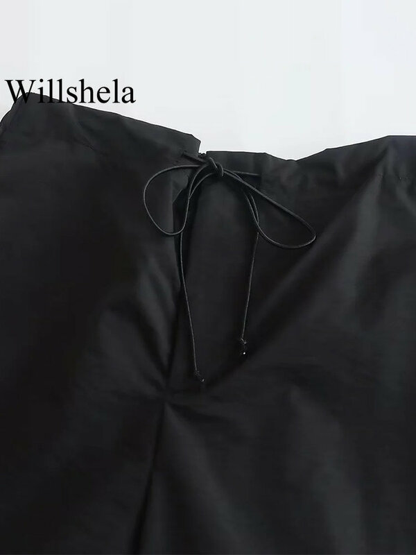 Willshela-pantalones Cargo de paracaídas para mujer, pantalón Vintage de cintura alta elástica, corte de bota elegante