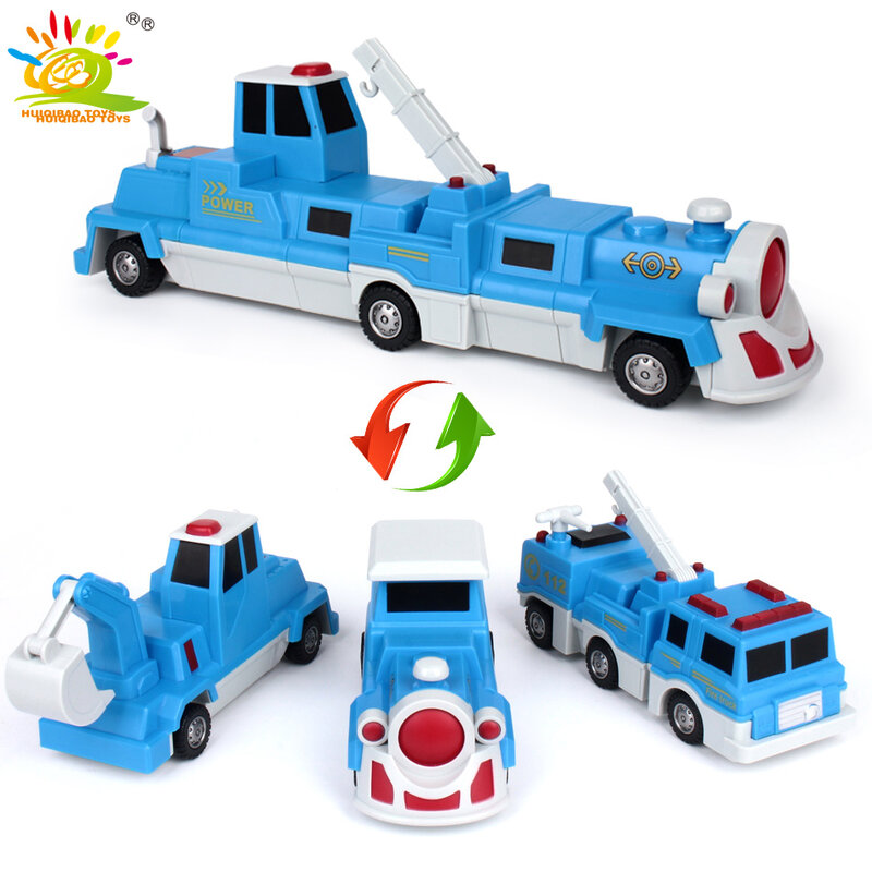HUIQIBAO-excavadora de ingeniería de construcción para niños, 10 piezas, bloques de construcción magnéticos, camión de tren mágico, juguetes educativos