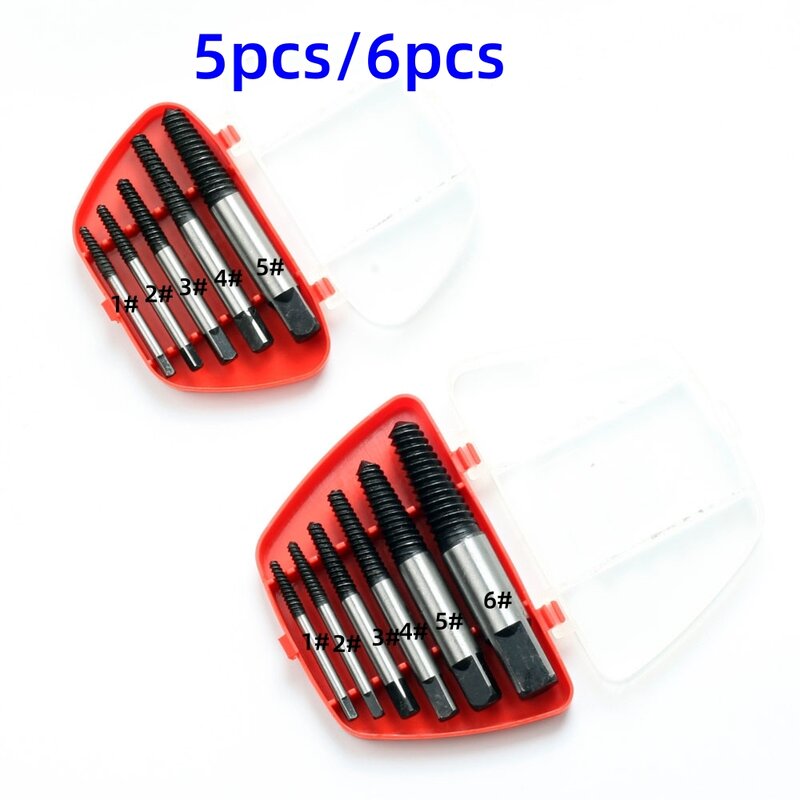 5/6 Pieces Screw Extractor Damaged Screw Removal Extractor Drill Durable Easy To Remove Center Drill Damaged Bolt Removal Tool