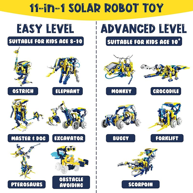 STEM Projects for Kids Ages 8-12 Solor Robot Kits with Unique LED Light Educational Building Toys Science Experiment Kit Gift
