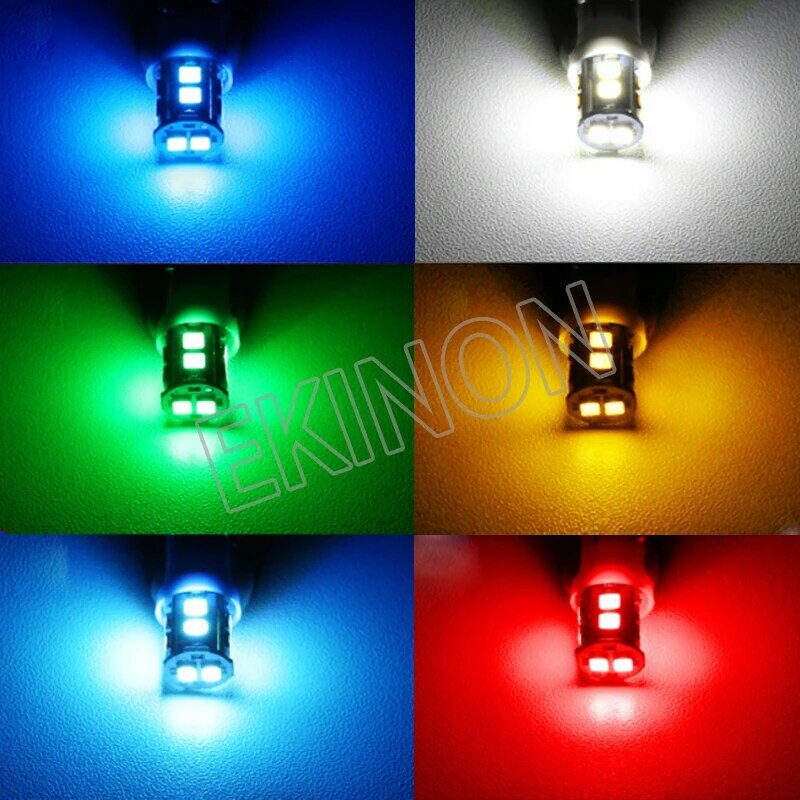 100pcs T10 W5W 194 168 Car LED Reading Clearance Light Bulbs Auto License Plate Lamp 10SMD 2835 White Red Yellow Ice Blue DC12V