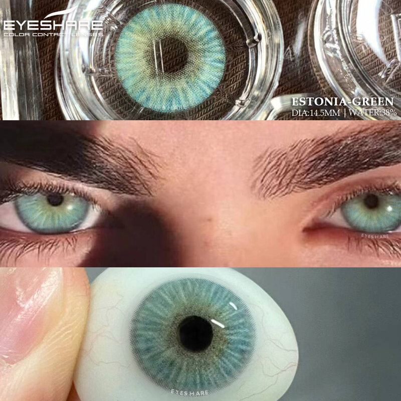 EYESHARE 눈용 컬러 콘택트 렌즈, 블루 렌즈, 그린 콘택트 렌즈, 연간 갈색 눈 렌즈, 그레이 렌즈, 1 쌍, 신제품