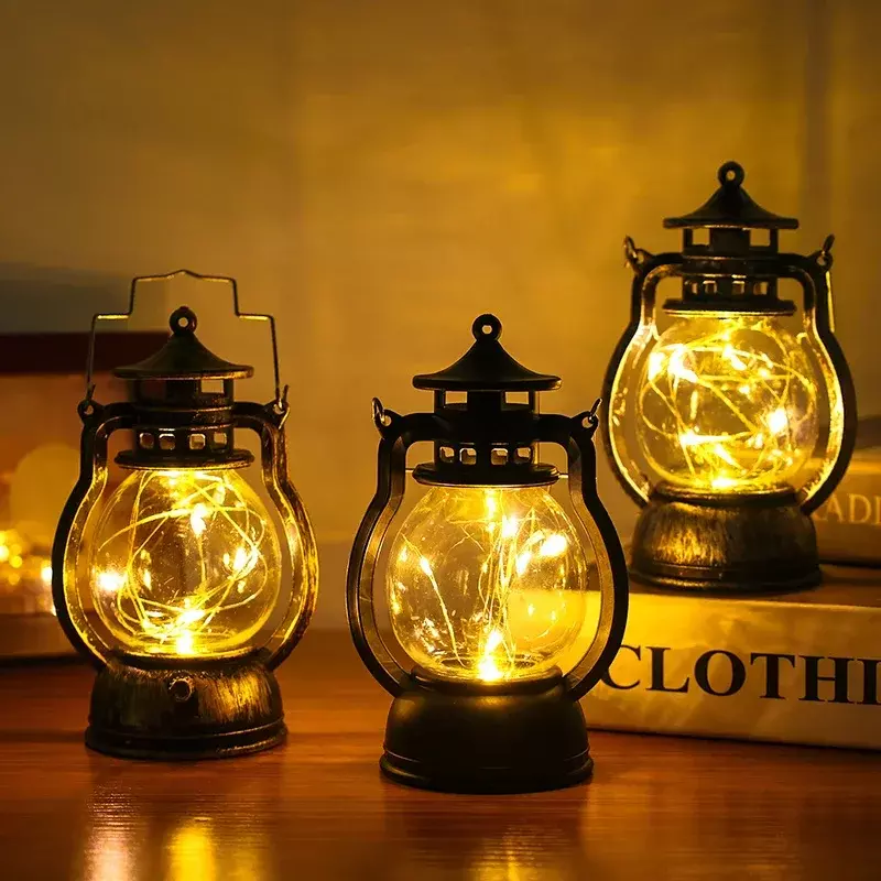 Luz LED de noche, lámpara de aceite Vintage, luces colgantes para exteriores, luces de jardín, Lámpara decorativa alimentada por batería, linterna de Camping