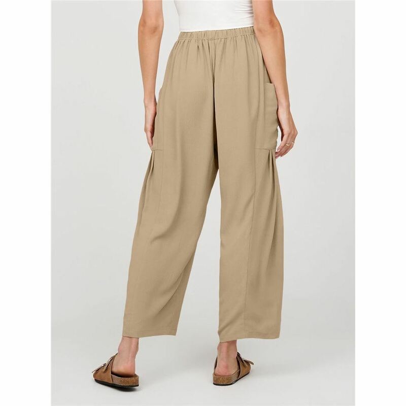 Letnie spodnie damskie z szerokimi nogawkami z dużymi kieszeniami na co dzień spodenki Capri niechlujne wysokie wiązanie w pasie spodnie pasterskie