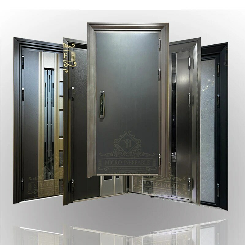 HARGA TERBAIK kualitas unggul mewah Royal desain logam eksterior baja keamanan masuk pintu ganda dengan mahkota