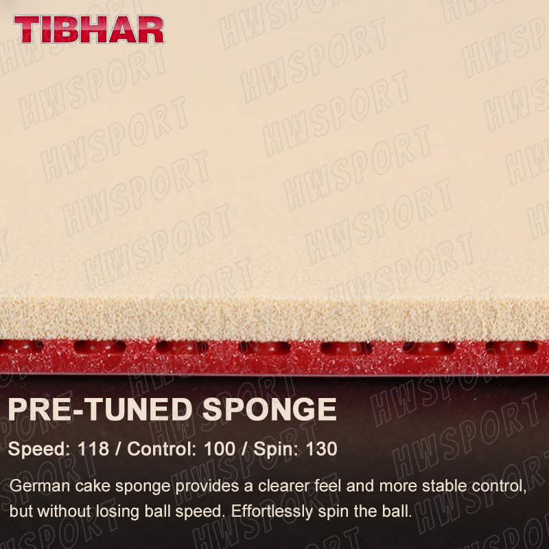 TIBHAR-Hoja de goma adhesiva Original para tenis de mesa, esponja para pastel ESN presintonizada, K3, hecha en Alemania