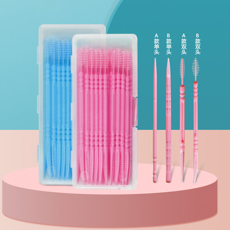 Moda nova palitos de dentes dupla-cabeça escovas interdentárias dental floss picareta dentes palitos higiene oral cuidados
