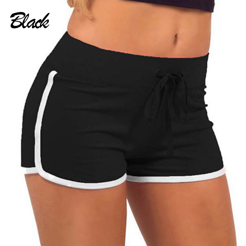 Frauen Sommer Sport Shorts elastische Süßigkeiten Farbe Anti entleerte dünne Shorts lässige Dame elastische Taille Strand kurze Hosen