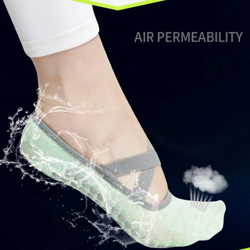 กีฬาถุงเท้าสำหรับออกกำลังกายผู้หญิงคุณภาพสูงพิลาทิสถุงเท้า Anti-Slip Breathable ถุงเท้าโยคะข้อเท้าสุภาพสตรีบัลเล่ต์เต้นรำ