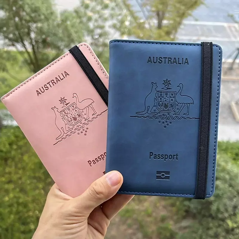 Funda de pasaporte australiana con bloqueo Rfid, billetera de viaje, soporte para tarjeta de identificación